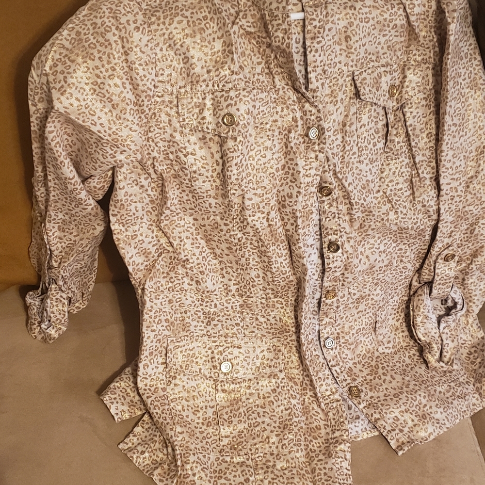 Cheetah print Gold and White blouse